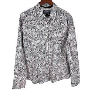 NEW NWT Panhandle Slim Womens XL Pearl Snap Blue Western Shirt Top Rodeo Ranch
